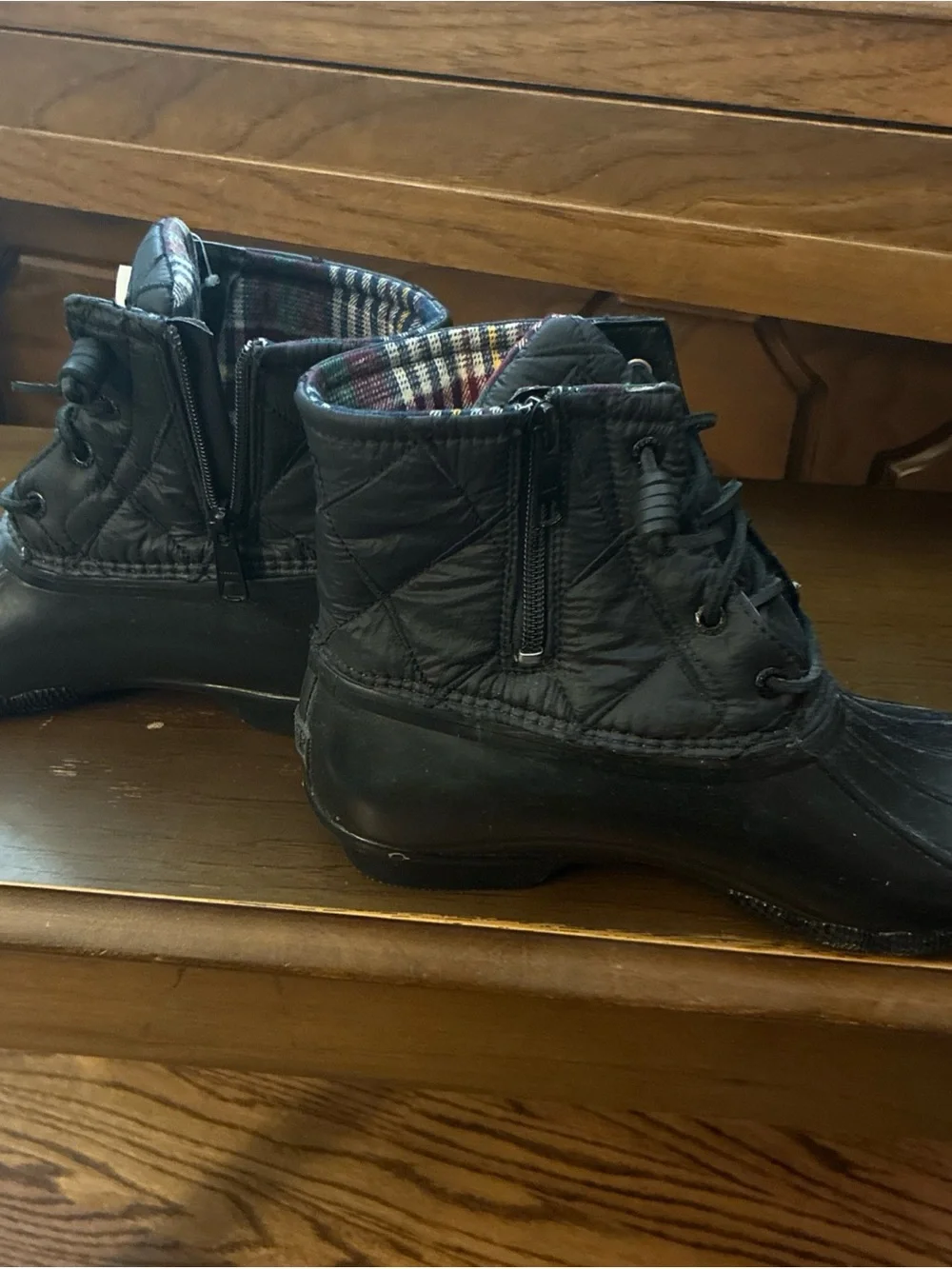 Sperry Women's Black Saltwater Nylon Quilted Rain Snow Duck Boots Size 10 -NEW